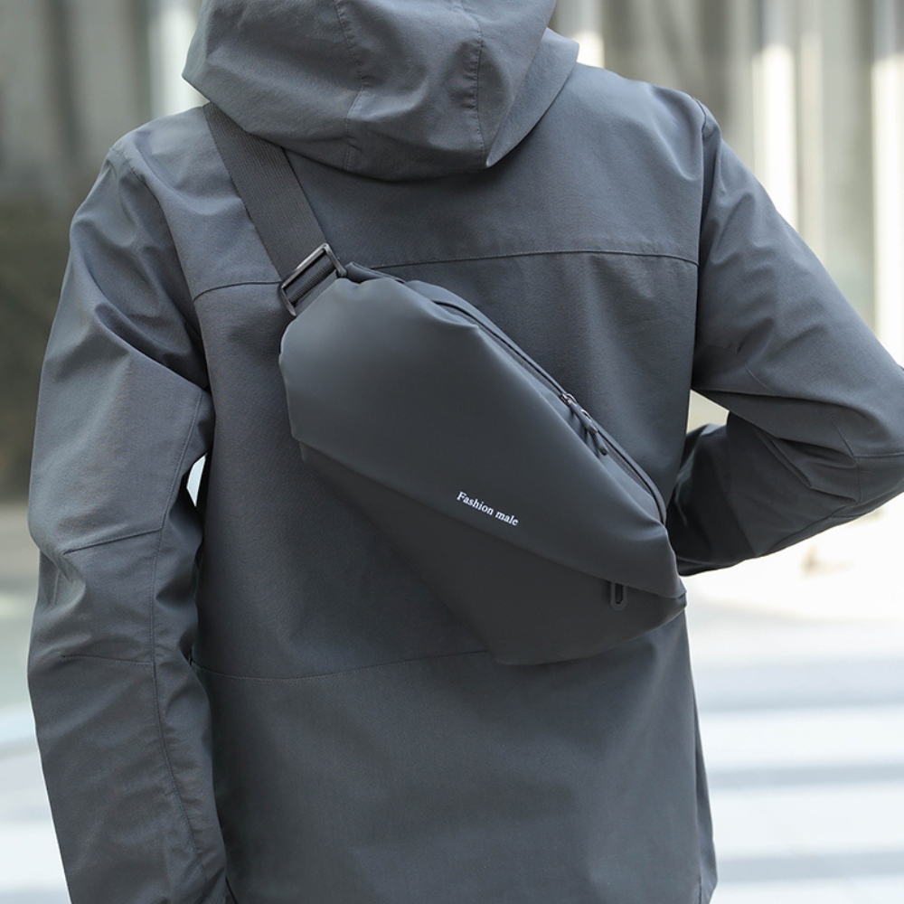 Túi đeo chéo thê thao vải dù chống nước hiện đại cá tính phong cách độc lạ thời trang màu đen trẻ trung dành cho nam BAM116